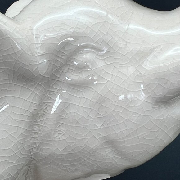 Ceramic Elephant Figurine Carved Crackle Pattern Trunk Up 9" x 7" - Picture 11 of 14